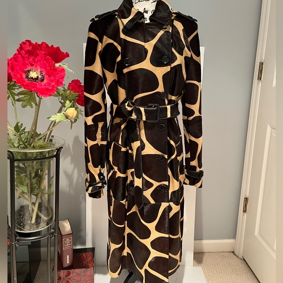 HOLD - Buberry Prorsum Giraffe Calf Hair Trench Coat, RARE, HTF Sz IT48, US6/8 - Picture 2 of 16